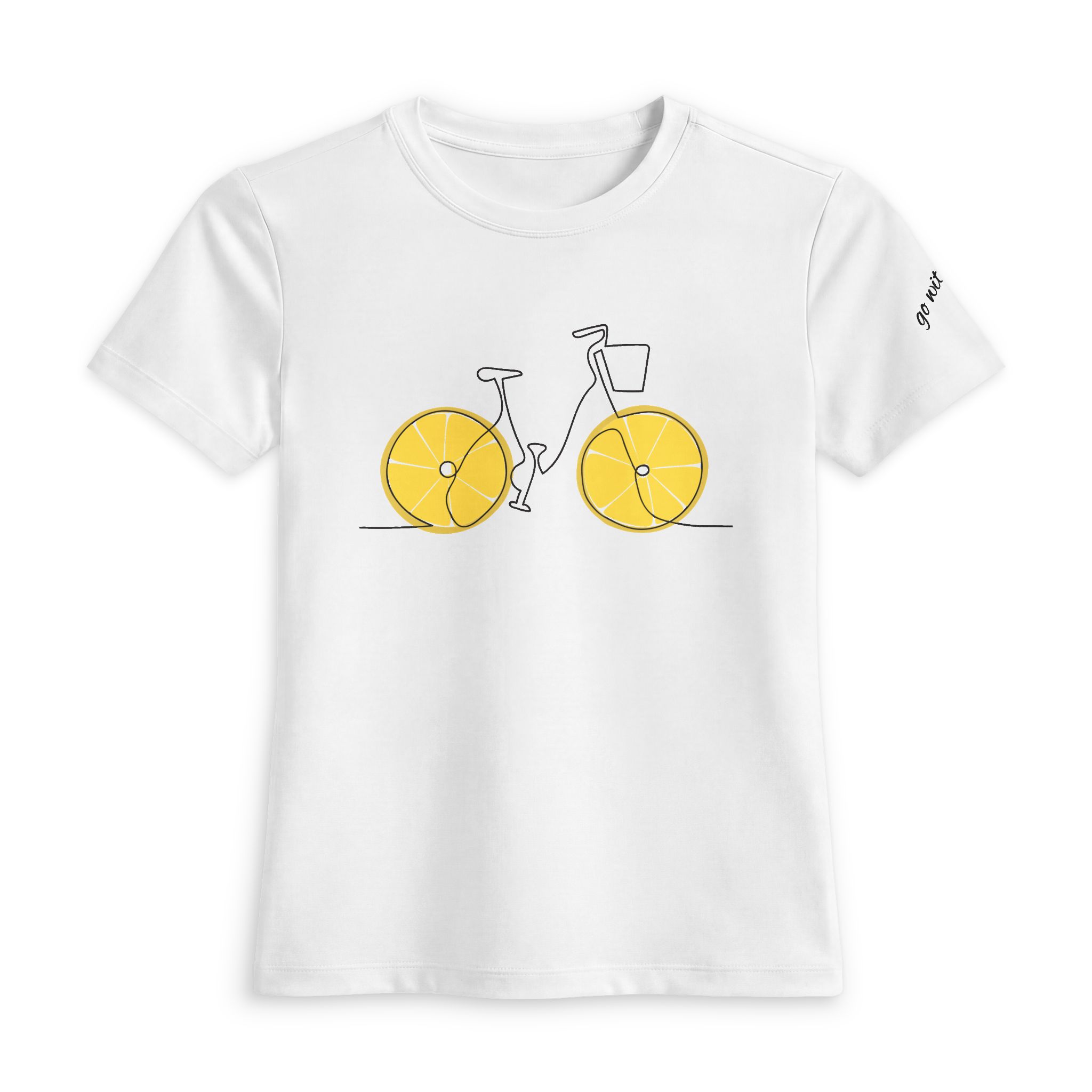 Women’s Bicycle Tee — Yellow Wheel Bike Graphic Fitted Shirt